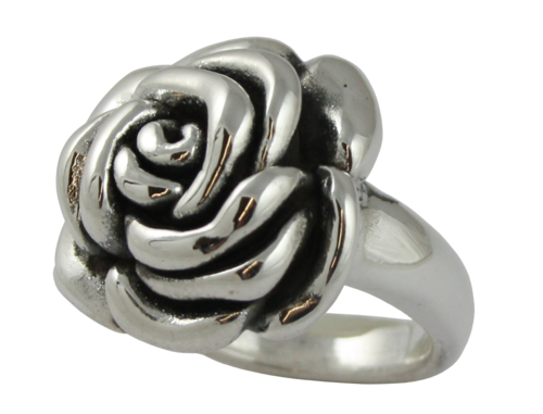 Rosenring groß - Silberring 925/Sterling Rose Antik