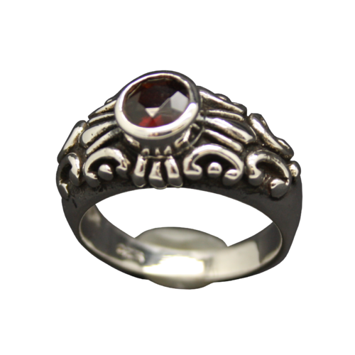 Silber Ring mit Granat oxidiert 925/Sterling